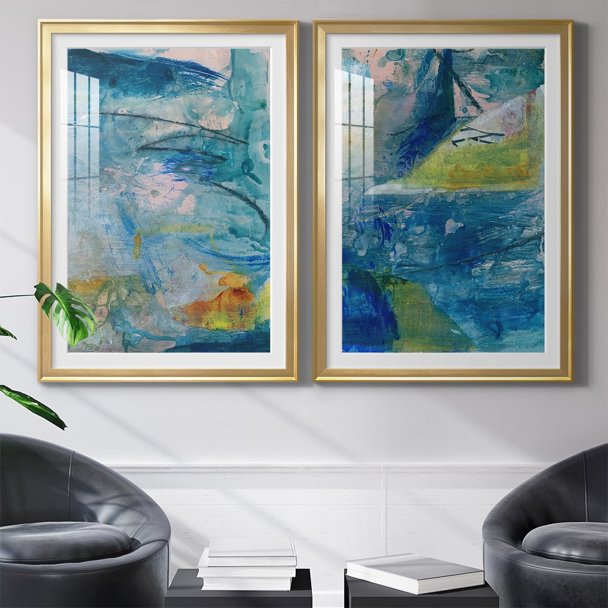 Wexford Home Spring Winds V Premium Framed Print, 18.5" x 24.5" - Ready to Hang, Gold (Set of 2)
