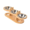 thumbnail image 1 of Comederos elevados para gatos ergonómicos, inclinados y fáciles de limpiar con rejilla de madera Acero inoxidable, 1 of 9