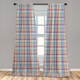 thumbnail image 4 of Ambesonne Fashion Curtains, Colorful Plaid Ornament, Pair of 28"x84", Dark Coral Blue and Green, 4 of 4