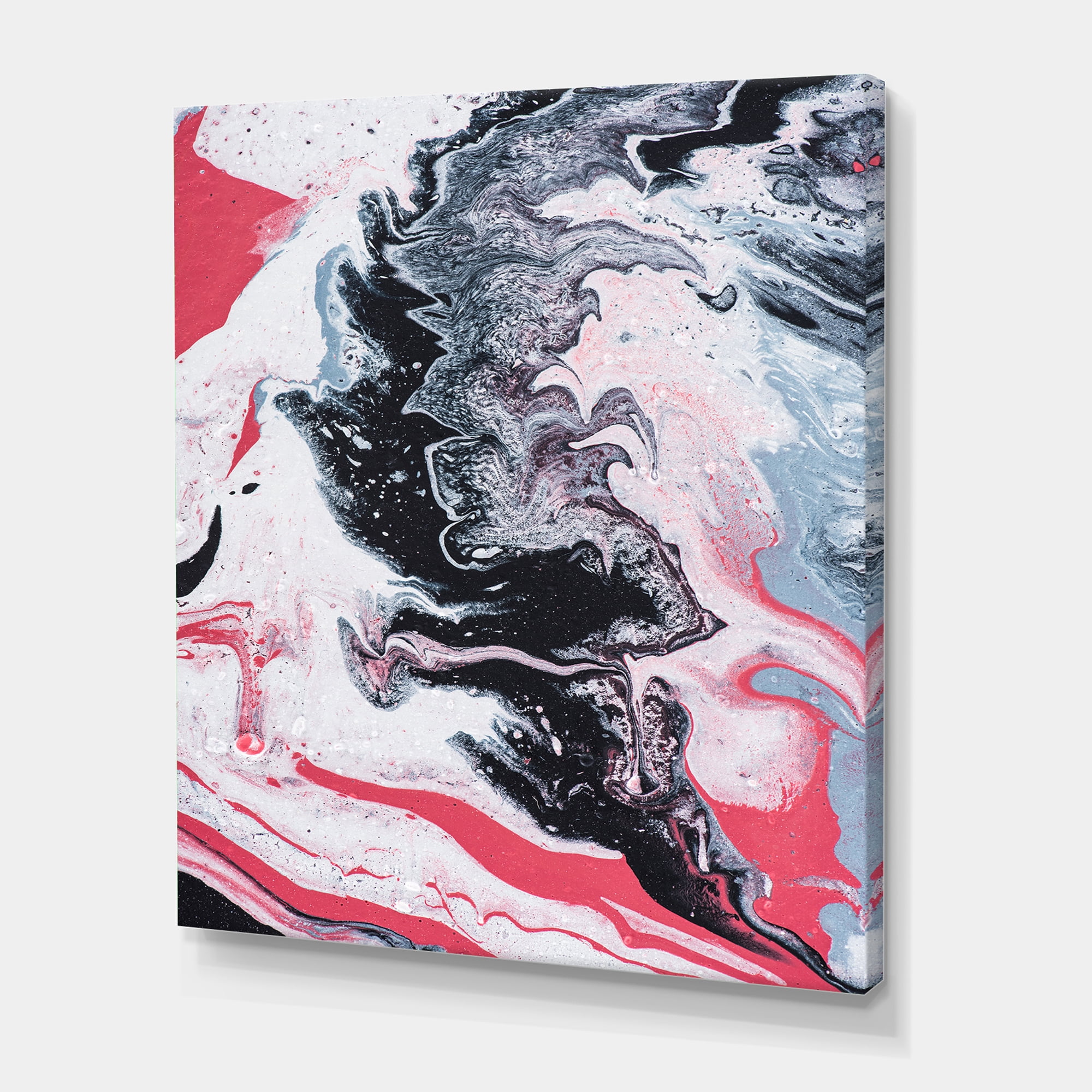 Designart ' Abstract Marble Composition In Gray and Pink I ' Modern Canvas Wall Art Print