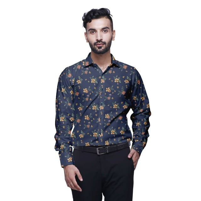 BESTMAN Chemise Imprimée pour Hommes à Manches Longues en Coton Décontractée