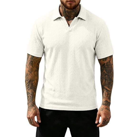 Polo Shirts for Men Short Sleeve Collared Golf Polos Solid Color Casual Turndown Collar Shirt