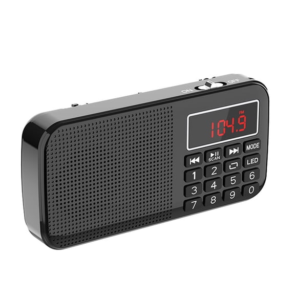FM FM Radio Small, Suitcase Radio Portable Radio Alarm Clock, Radio Battery Powered with 3000mAh Rechargeable Battery, USB/SD/TF/AUX Player, Digital Radio with Emergency Light.(Black)