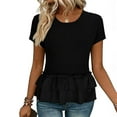 thumbnail image 3 of Aboser Women's Summer Short Sleeve T-Shirts 2026 Peplum Babydoll Tunic Tops Dressy Casual Ruffle Hem Shirt Casual Crew Neck Blouses, 3 of 9