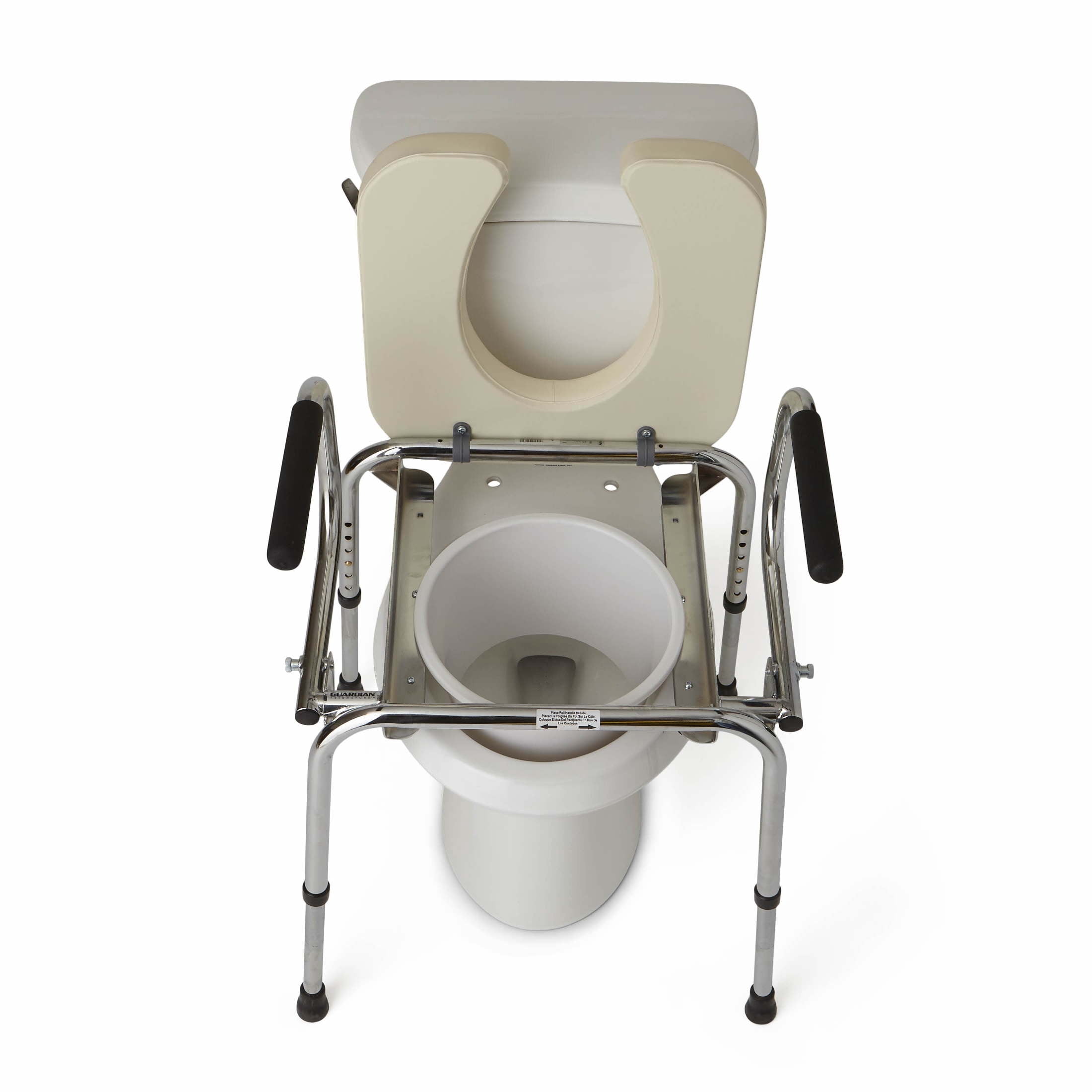 Medline Drop-Arm Padded Commode, 350 lb Weight Capacity