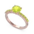thumbnail image 2 of Diamond-Capitals 2.25 Carat Stunning Round Cut Peridot Gemstone Anniversary Ring for Fiancee 18K Rose Gold Size 4, 2 of 7