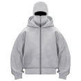 thumbnail image 2 of UngA Unisex Women Men Full Zipper Hooded Casual Double Hood Long Sleeved Warm And Winter Outfits Streetwear Sportswear Hoodie Jacket (Grey,M), 2 of 5