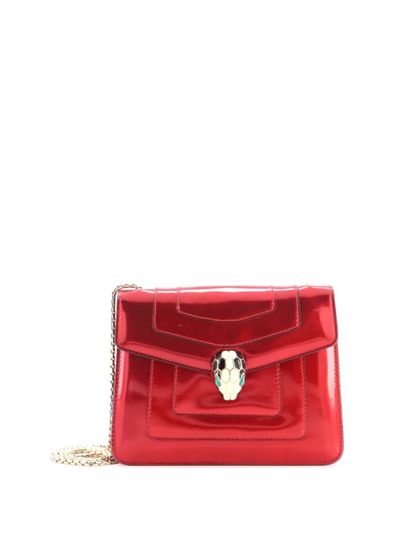 Pre-Owned Serpenti Forever Square Shoulder Bag Metallic Leather Small By Rebag