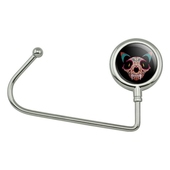 Cat Skull Mexican Day of the Dead Purse Bag Hanger Holder Hook