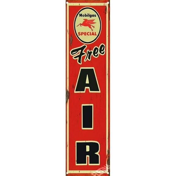 Retro Metal Tin Sign Mobilgas Gasoline Free Air Retro Metal Sign Funny Home Cave Garage bar Wall Decoration Vintage Metal Sign 4"x16"