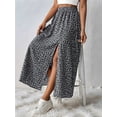 thumbnail image 4 of Women'S Floral Print Wrap Skirt, Casual Side Slit Midi Skirt for Vacation & Resort Wear Black XL, 4 of 9