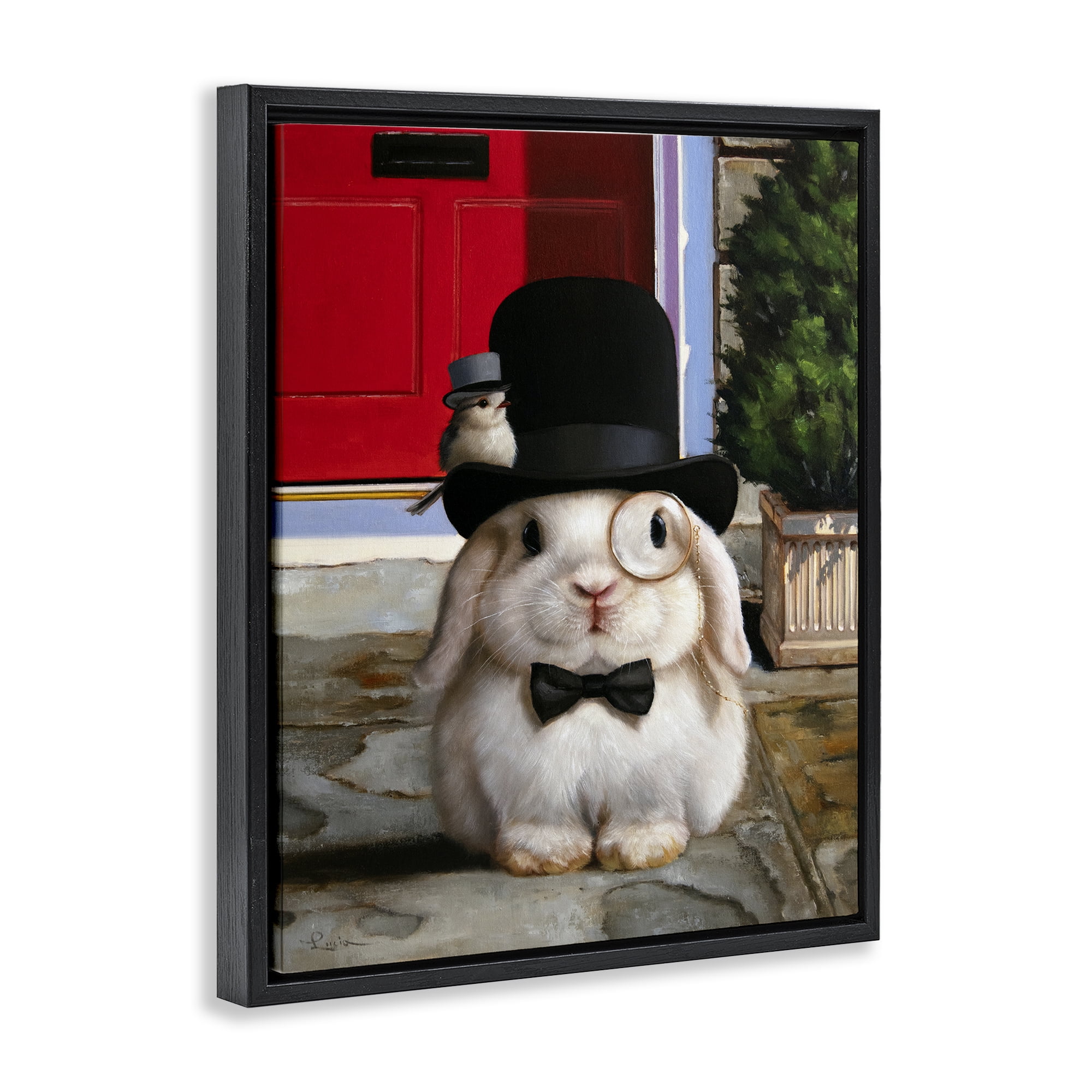 Stupell Industries Lord Bunbury Rabbit Black Framed Floater Canvas Wall Art, design by Lucia Heffernan