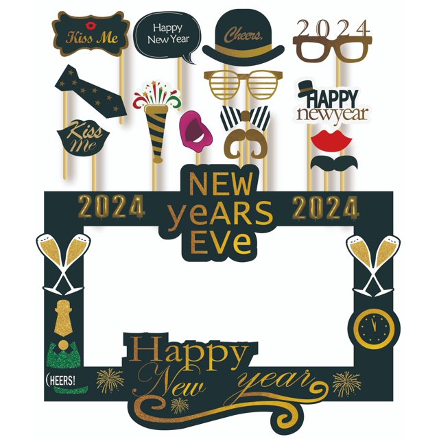 Photo Booth Props Gold Birthday Party Photobooth Props and Signs (Sin brillo) Photo Booth Props Centros de mesa - Photo Props Decoraciones para fiestas ShuxiuWang 1327533073769