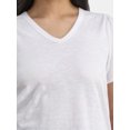 thumbnail image 4 of Time and Tru Women's Cotton Mixed Fabric V Neck Tee, Sizes XS-XXXL, 4 of 5
