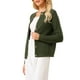 thumbnail image 4 of Suéter de cardigan de botón para mujer INSPIRE CHIC, cuello redondo, de manga larga, tejido acanalado, chaqueta L color verde militar, 4 of 5