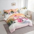 thumbnail image 3 of Feelyou Girly Pink Snowman Bedding Comforter Set 7pcs, Dreamy Fairy Tale Queen Bedding Sets, Christmas Tree Snowflake Reversible Queen Sheet Sets, Microfiber Bedroom Decor, 3 of 7