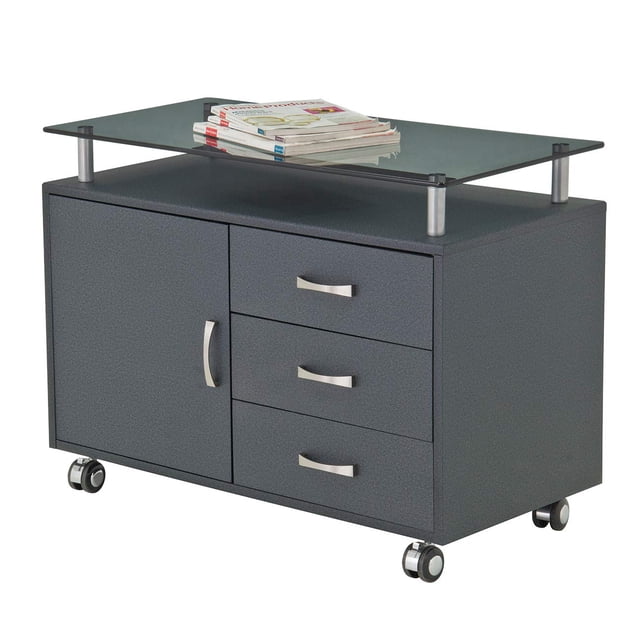 Techni Mobili Seguro Armoire de Rangement en Bois à 3 Tiroirs en Graphite