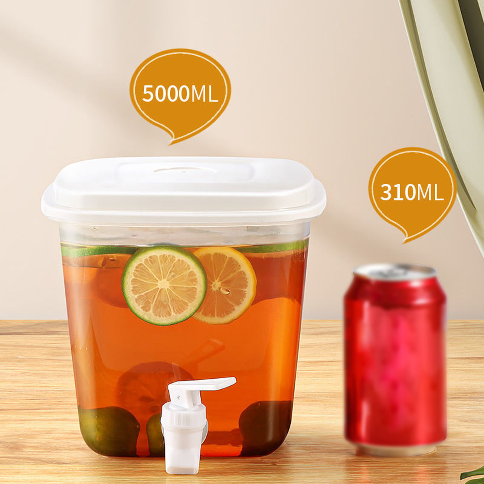 AURIGATE Plastic Drink Dispenser,Beverage Dispenser With Spigot.1.2Gallon  Iced Lemonade Juice Containers With Lids For Fridge Or Parties. Small Water