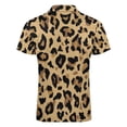 thumbnail image 5 of Brown Black Leopard Fur Pattern Men Zipper T-shirt Summer Casual Short Sleeve T-shirt Top, 5 of 7