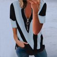 thumbnail image 1 of DondPO T-Shirts pour Femmes Manches Courtes Chemises Femmes Patchwork Coloré Rayé Fermeture Éclair Manches Courtes Blouse Décontractée T-Shirts Hauts d'Été pour Femmes Gris S, 1 of 5