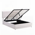 thumbnail image 2 of Full Size Platform Bed with Hydraulic Storage & LED Light, White for Bedroom, 2 of 19