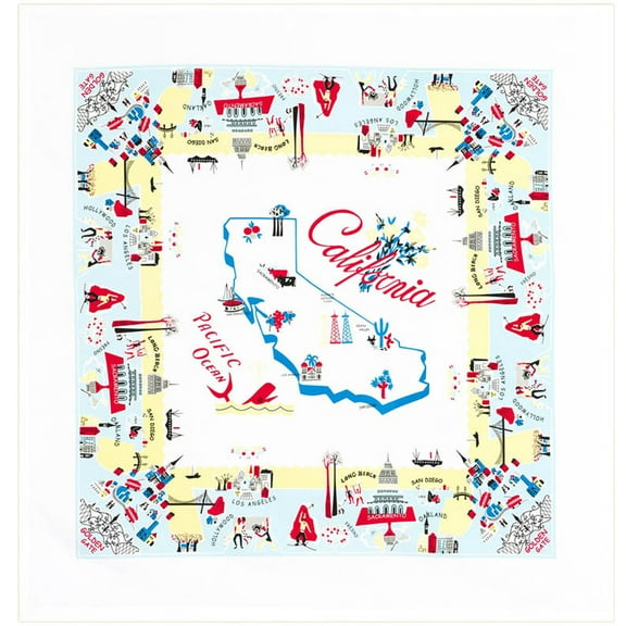 Decorative Towel California Vibe Cotton Kitchen Retro Ca 100% Vintage Cavibe01
