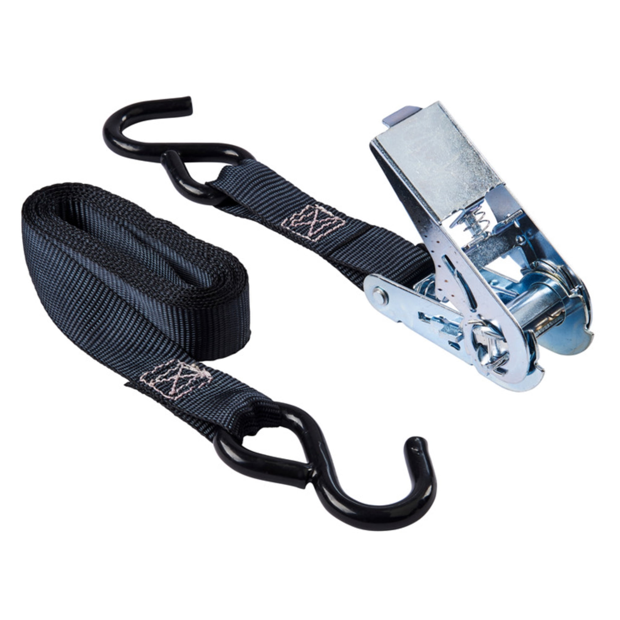 (2 pack) Hyper Tough 12 ft x 1 in Black Ratchet Tie-Down with Coated S-Hooks