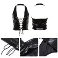 thumbnail image 6 of SIEYIO Women Punk Sleeveless Crop Top Sexy Halter V-Neck Backless Hollow Vest Faux Patent Leather for Cross Lace-Up Party Clubw, 6 of 19