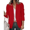 thumbnail image 1 of Innerwin Blazers Solid Color Women Cardigan Jacket Work Shawl Neck Slim Fit Business Jackets Red S, 1 of 7