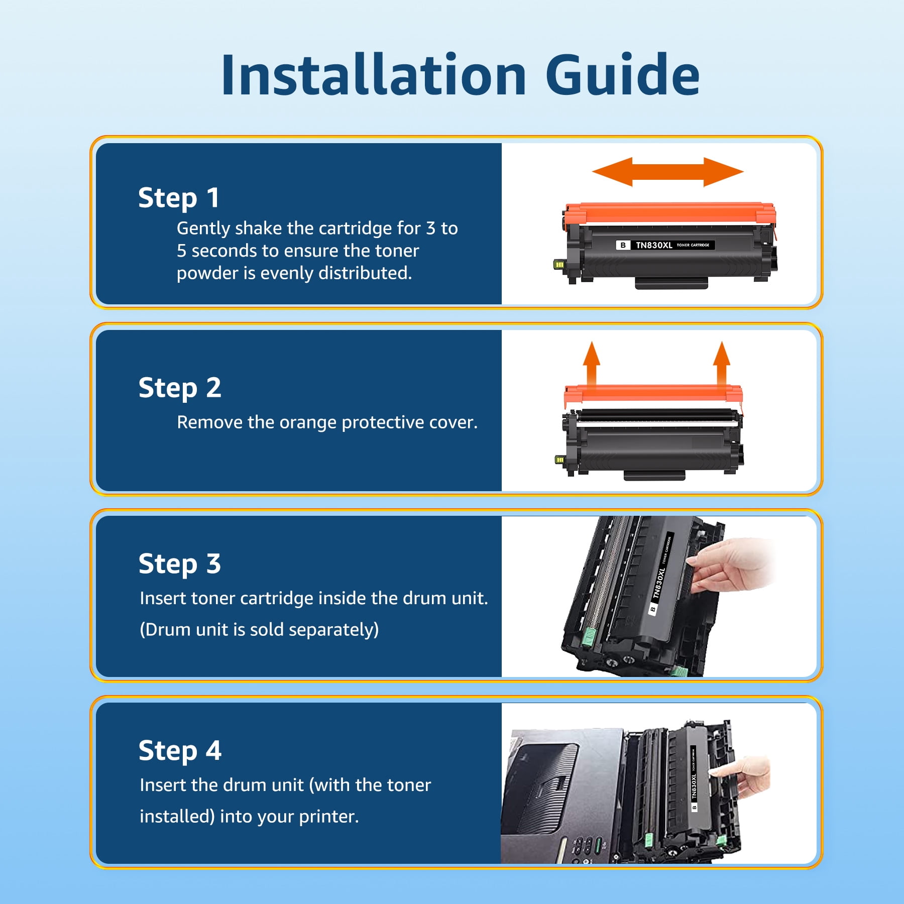 TN830XL Toner Cartridge (2BK) Replacement for Brother TN830 Toner for Brother Toner TN830XL TN830