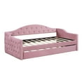 thumbnail image 4 of Harper & Bright Designs Twin Size Tufted Upholstered Daybed with Trundle, Twin Velvet Sofabed with USB & Charging Ports, Pink, 4 of 11
