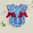 thumbnail image 2 of Staki Baby Girl 4th of July Outfit American Flag Smocked Onesie My First Fourth of July Romper Independence Day Clothes 6M 12M 18M,3-6 Months, 2 of 3