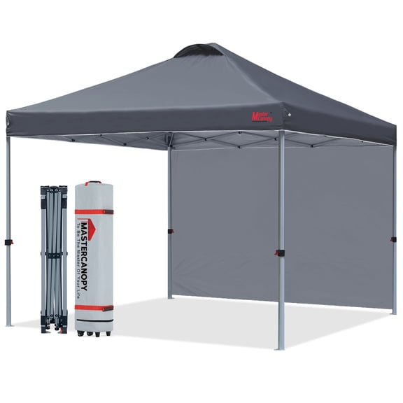 MASTERCANOPY 10 x 10ft Pop-up Canopy Tent with 1 Sidewall, Dark Gray