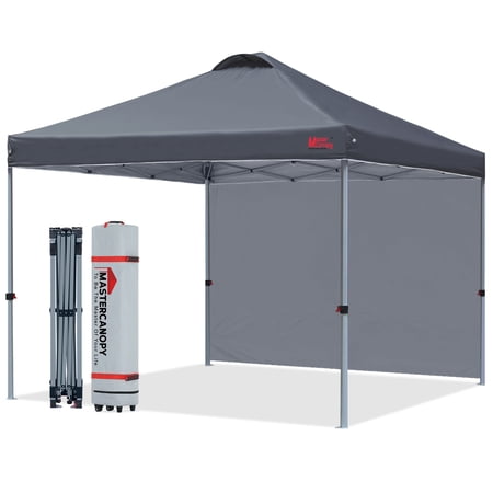 MASTERCANOPY 10 x 10ft Pop-up Canopy Tent with 1 Sidewall Dark Gray