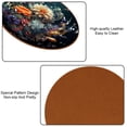thumbnail image 5 of Fragmented Flowers Cool Round Microfiber Leather Coasters 6PCS - 11x11 cm/4.3x4.3 in - Set of Stylish Drink Mats for Home and Office, 5 of 6