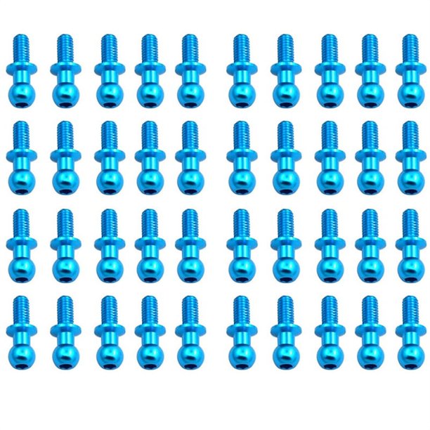 40Pcs M3 Tornillos de Cabeza Esférica Hexagonal de Metal para Tt01 Tt02 Sakura D5 1/10 Rc Drift Car Repuestos Universal, Azul