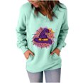 thumbnail image 1 of Sudadera clásica de manga larga con cuello en V y estampado de Halloween para mujer Pompotops FGAJ15737, 1 of 1