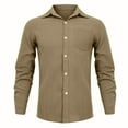 thumbnail image 4 of Inglocry Men's Long Sleeve Button Down Shirt Casual Untucked Regular-Fit Oxford Dress Shirts Work Beach Shirts For Men Khaki L, 4 of 4