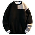 thumbnail image 3 of Xcmzpl Mens Sweaters Fleece Lined Chunky Sweaters Oversized Crewneck Long Sleeve Knit Pullover Color Block Sweaters for Men, 3 of 10