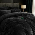 thumbnail image 2 of PHF Truly Velvet Duvet Cover Set Queen Size, 3 Pieces Luxury Ultra Soft Comforter Cover Set, Warm Flannel Duvet Cover with 2 Pillow Shams Bedding Collection, 90"x90", Black (No Insert), 2 of 7