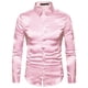 thumbnail image 5 of Sonducket Camisa transpirable para hombre Satén con mangas largas - Trabajo Boda o hogar Camisa para hombre Manga larga formal Rosa grande S rosa S 2piezas, 5 of 6
