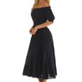 thumbnail image 3 of Sakkas Cotton Crepe Smocked Peasant Gypsy Boho Renaissance Mid Length Dress - Black - One Size, 3 of 4