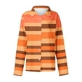 thumbnail image 5 of TKLPEHG Long Sleeve Shirts for Women Lapel Button Shirts Fashion Summer Loose Fitted Dressy Casual Blouses Striped Print Tshirt Womens Clothes (Orange,L), 5 of 5