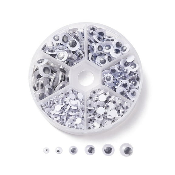 4mm~9mm Mixed Size Black & White Wiggle Googly Eyes Cabochons DIY Scrapbooking Crafts Toy Accessories about 600pcs
