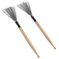 thumbnail image 3 of Drum Brush, Maple Rubber Steel Wire Instrument Brush 2PCS Compact  For Drummer, 3 of 7