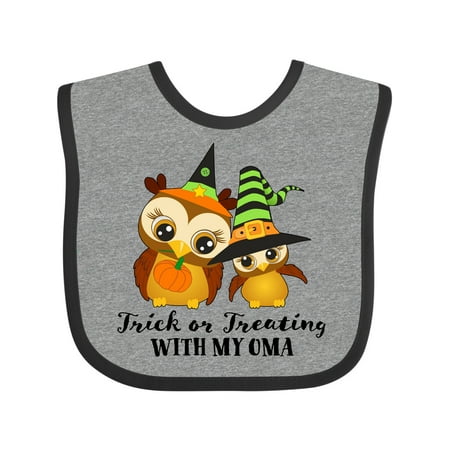 

Inktastic Trick or Treating with My Oma with Cute Witch Owls Gift Baby Boy or Baby Girl Bib
