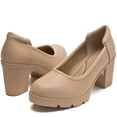 thumbnail image 4 of DADAWEN Women's Pumps Platform Chunky Heel Slip-On Dressy Shoes Nude 7US, 4 of 6