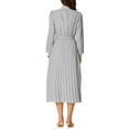 thumbnail image 3 of INSPIRE CHIC Pleated Shirt Dress for Women's Long Sleeve Mock Neck Flowy Casual Midi Dress M Grey, 3 of 6