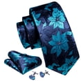 thumbnail image 2 of Barry.Wang Men's Tie Set with Handkerchief Cufflinks Flower Paisley Silk Necktie Wedding Business Party, 2 of 3