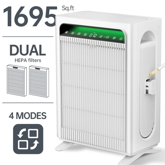 Air Purifier, HEPA Air Purifier for Home Large Room Up to 1695 ft² in 1 Hr, Dual H13 Filters with 99.97% Filtration, PM2.5 Monitor, Ultra-Quiet, Multi-Mode for Dust, Pet Odor & Allergies
